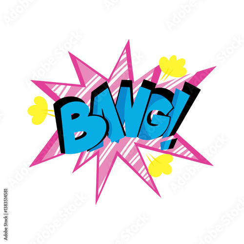 Speech bubble with text BANG on white background in the style of the 90s. Vector illustration, comics boom boom bang vector element