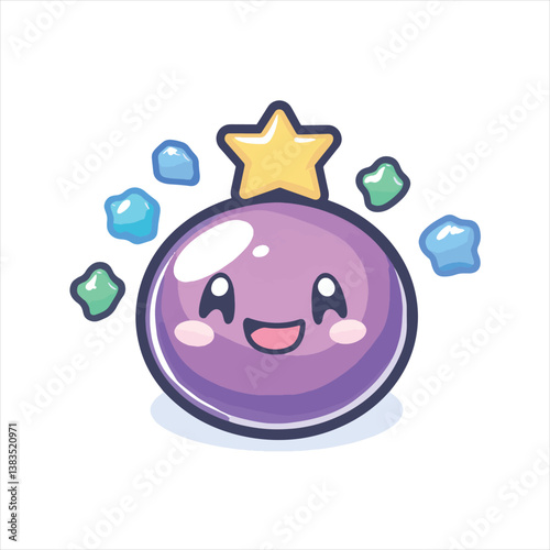 Cute purple cartoon character with star