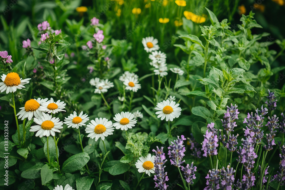 Fototapeta premium Composition of natural alternative medicine with plants generated with AI