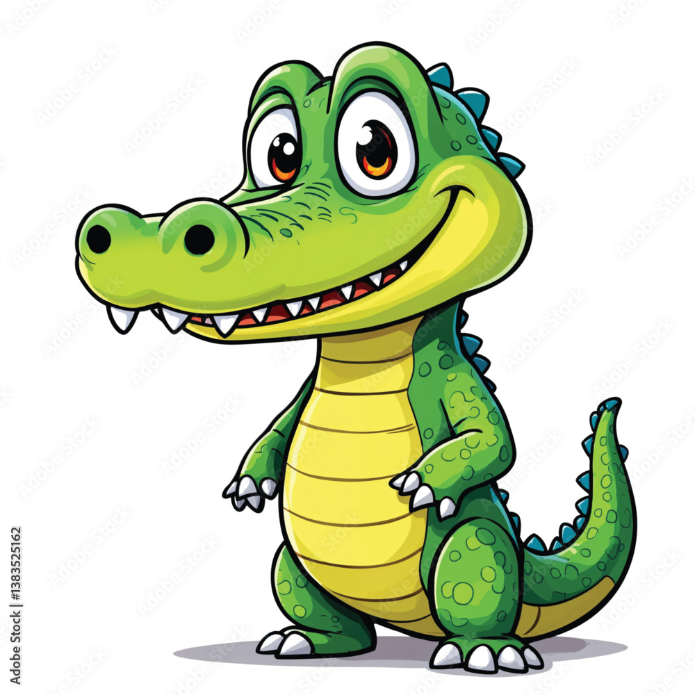 Fototapeta premium Adorable Cartoon Crocodile Vector Illustration