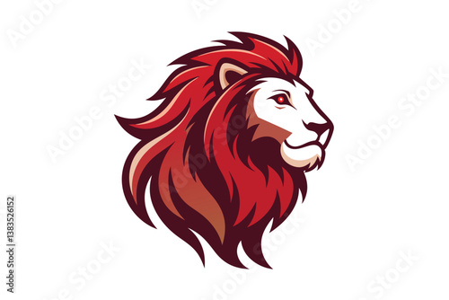 Wallpaper Mural Lion Head Profile Logo with Fiery Red Mane Isolated on White Background Torontodigital.ca