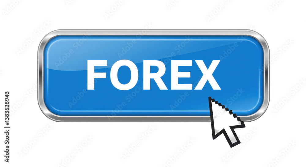 Isolated Forex Button with Cursor on Blue Background Isolated Forex Button with Cursor on Blue Background