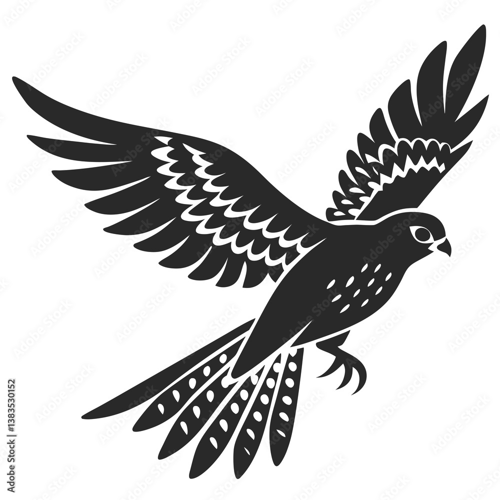 Obraz premium Kestrel silhouette vector illustration