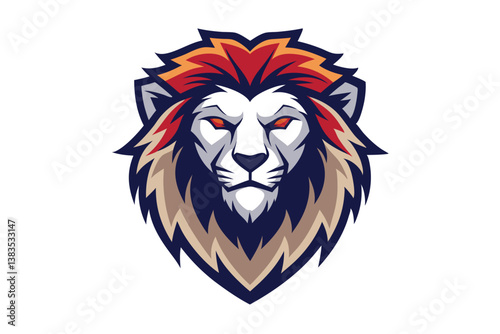 Wallpaper Mural Lion Head Mascot Style Logo with Fiery Mane and Intense Gaze on White Background Torontodigital.ca