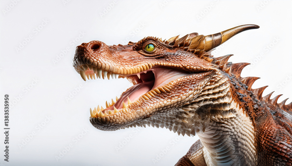 Obraz premium 003-027-005-A dragon who brushes its giant teeth isolate with white background 16327