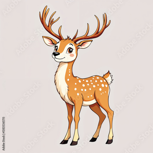 Adorable Cartoon Deer Vector Illustration