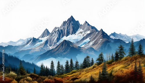 003-027-015-A molar mountain range landscape isolate with white background 71811