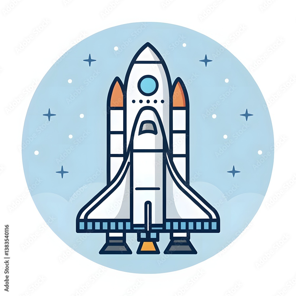 Rocket Icon Vector – Space Exploration, Launch, and Futuristic Spacecraft Design