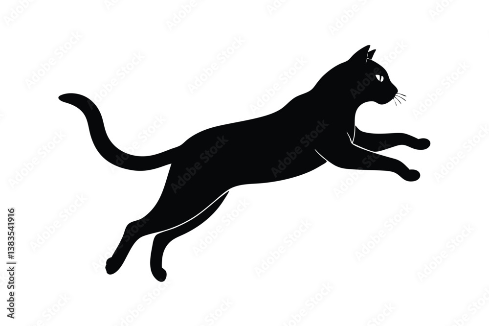 Silhouette of Leaping Cat Feline Grace in Motion Silhouette of Leaping Cat Feline Grace in Motion