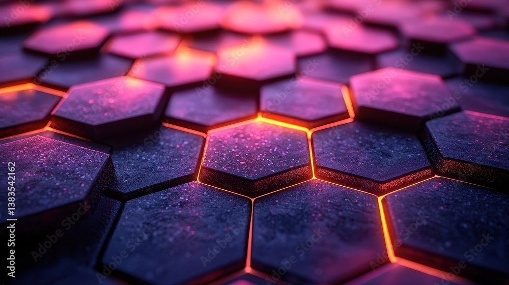 A vibrant, abstract 3D digital hexagon background, generated by the generative power of artificial intelligence, pulsates with an ethereal glow. A vibrant, abstract 3D digital hexagon background, generated by the generative power of artificial intelligence, pulsates with an ethereal glow.