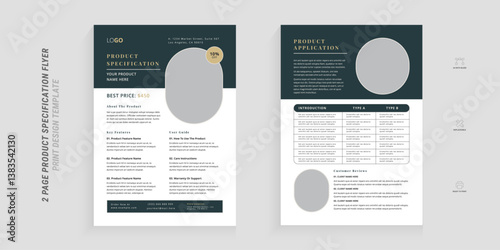 Modern Product specification sheet flyer template design