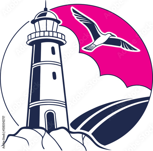 lighthouse on a blue sky background