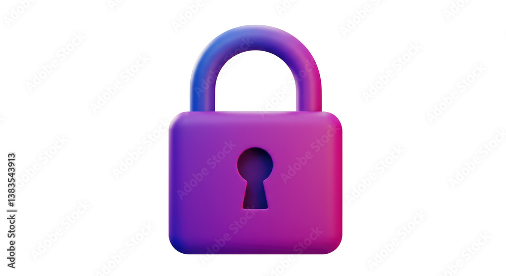 Isolated 3D Render of a Vibrant Purple and Blue Padlock Symbol Isolated 3D Render of a Vibrant Purple and Blue Padlock Symbol