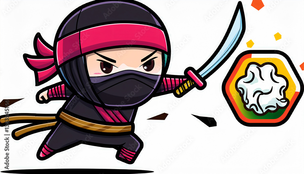 003-027-063-Cartoon floss ninja battling plaque 66301 003-027-063-Cartoon floss ninja battling plaque 66301