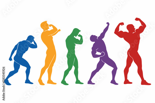 set of Bodybuilder silhouette vector illustration