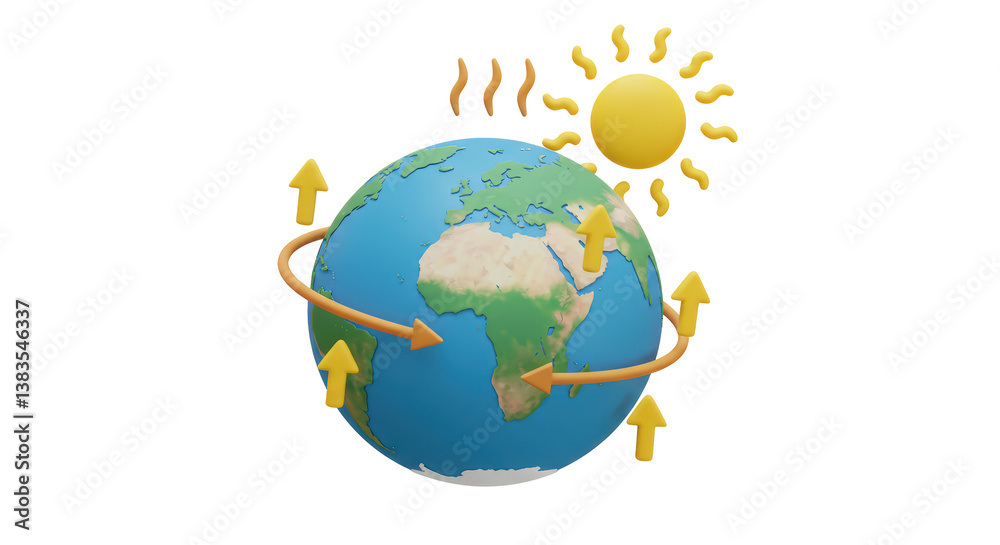 Isolated Global Warming Concept with Sun and Earth Isolated Global Warming Concept with Sun and Earth