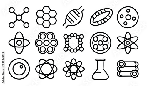 molecule  cell  atom  protein editable stroke outl