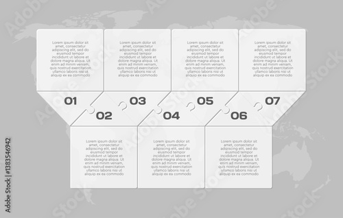 Seven steps line infographic, puzzle timeline