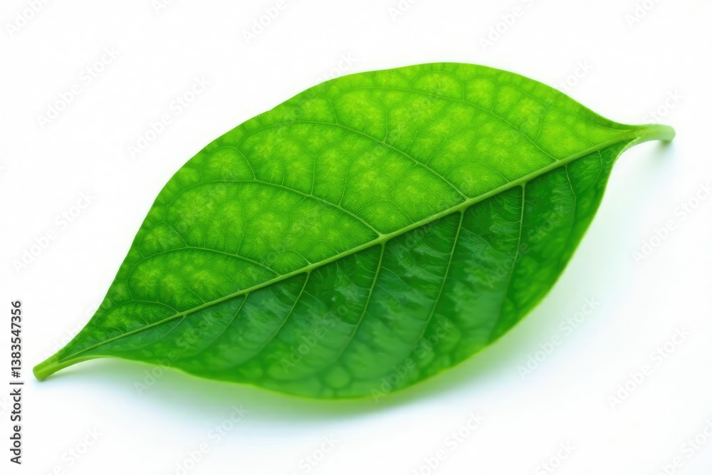 Fototapeta premium Delicate green leaf isolated on white background, botanical, simplicity