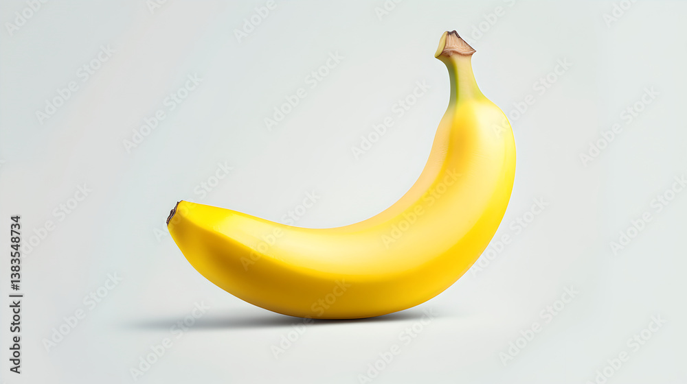 Ripe Yellow Banana on Light Gray Background Ripe Yellow Banana on Light Gray Background