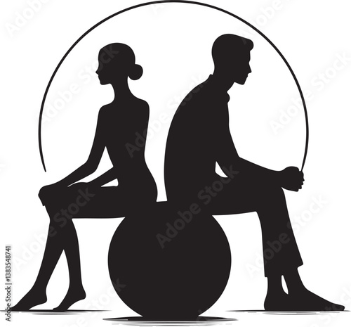 Minimalist man woman silhouette vector icon design.