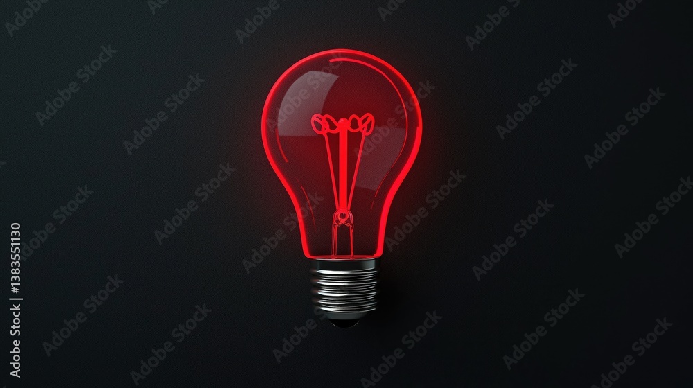 Red light bulb on matte black background. Red light bulb on matte black background.