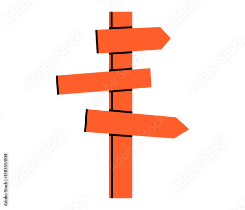 Hand drawn cute cartoon illustration signpost. Flat vector road direction choice doodle. Business plan icon. Navigation guide. Strategy solution. Way decision. Searching for opportunity. Isolated.