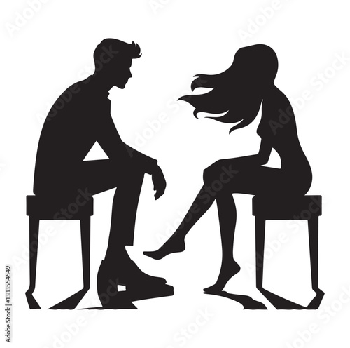 Minimalist man woman silhouette vector icon design.