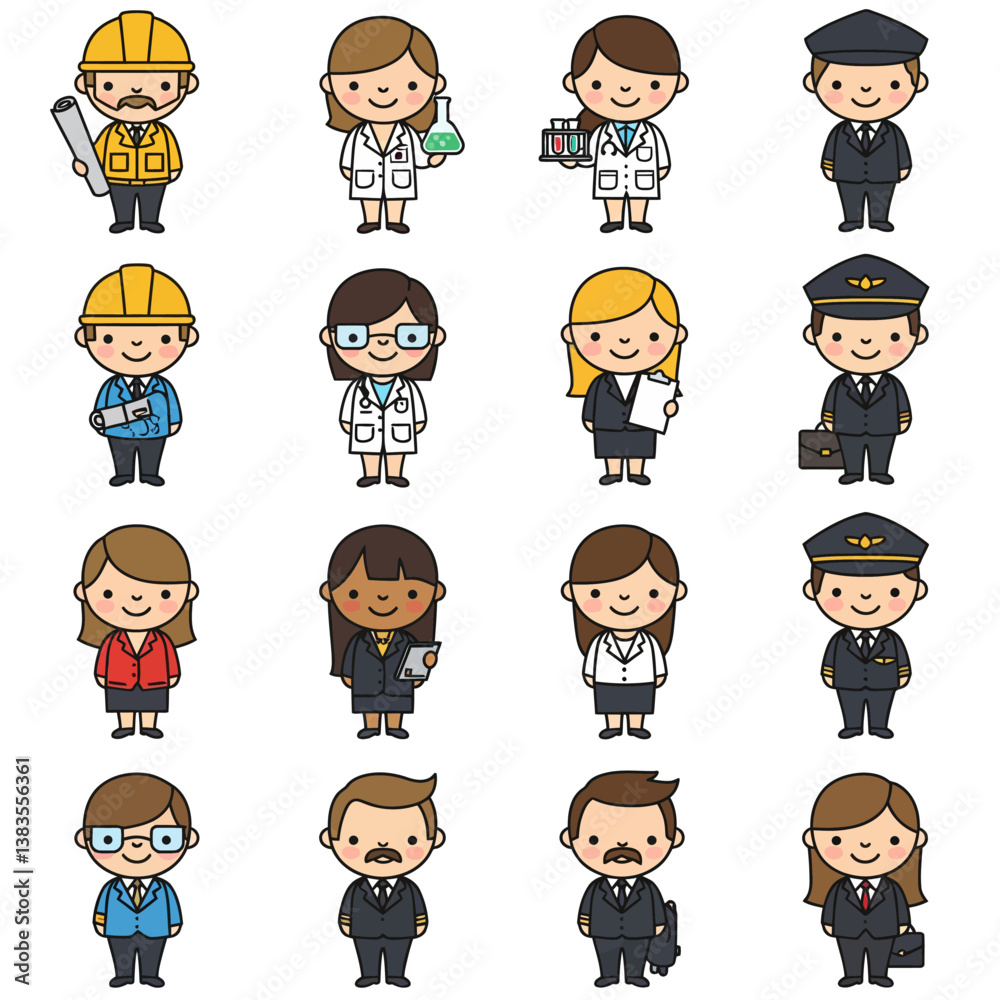 Cartoon vector set of smiling child, boy, girl, woman, and baby face icons for fun character avatars Cartoon vector set of smiling child, boy, girl, woman, and baby face icons for fun character avatars