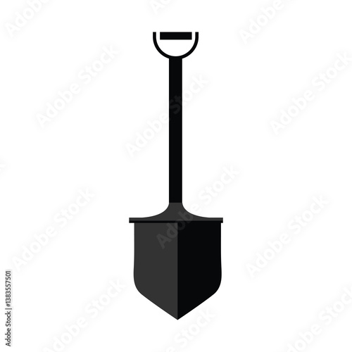 Shovel black icon. Vector illustration. Vector illustration flat design. Isolated on white background. Garden spade silhouette gardening, agriculture