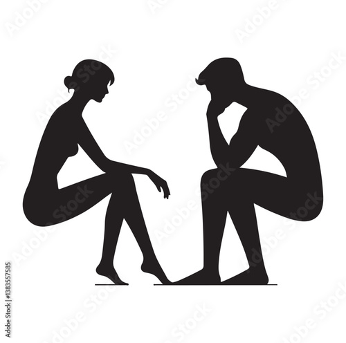 Minimalist man woman silhouette vector icon design.