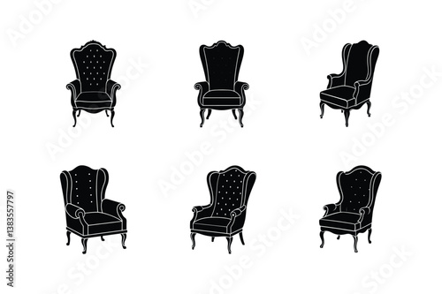 wingback chair silhouette vector illustration