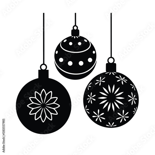 Christmas Ornament Silhouette Vector Pack – Elegant & Scalable Graphics