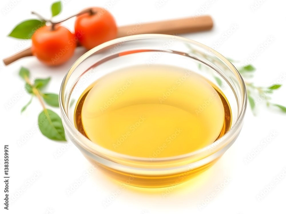 Fresh and Pure Golden Cooking Oil in a Transparent Glass Bowl – Perfect for Healthy Cooking Isolated on a White Background Fresh and Pure Golden Cooking Oil in a Transparent Glass Bowl – Perfect for Healthy Cooking Isolated on a White Background
