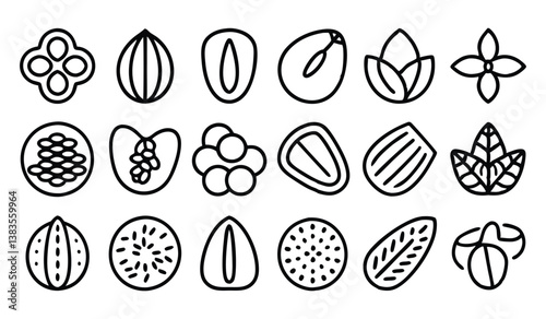 nuts and seeds icons seamless pattern isolated on