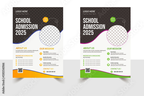 kids school admission flyer template. Flyer brochure cover template for Kids back to school education admission layout design. Creative and modern kids admission education poster, brochure