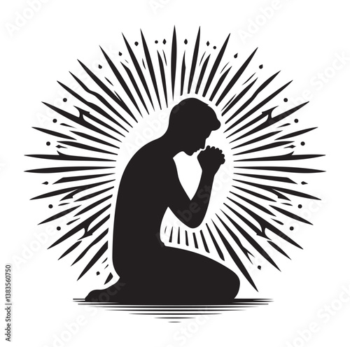  praying silhouettes vector on a white background.