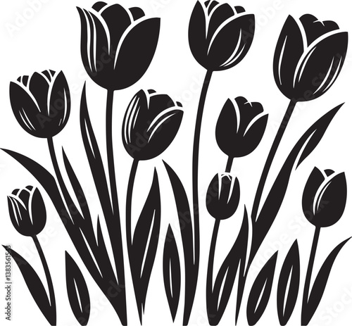 tulip flower vector, tulip flower logo vector, tulip flower vector illustration, tulip flower silhouette vector
