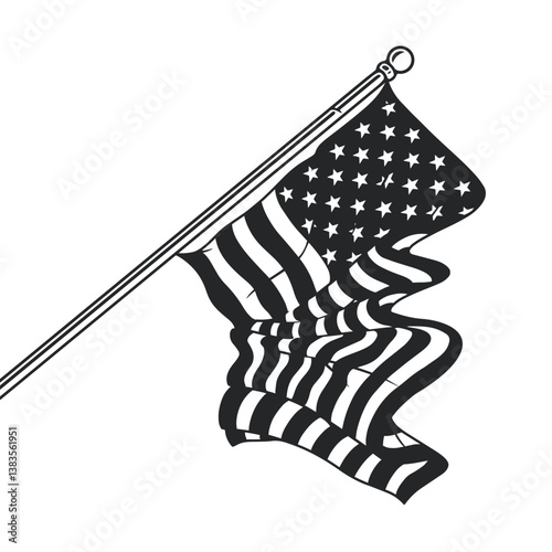 Waving flag showcasing patriotic design elements