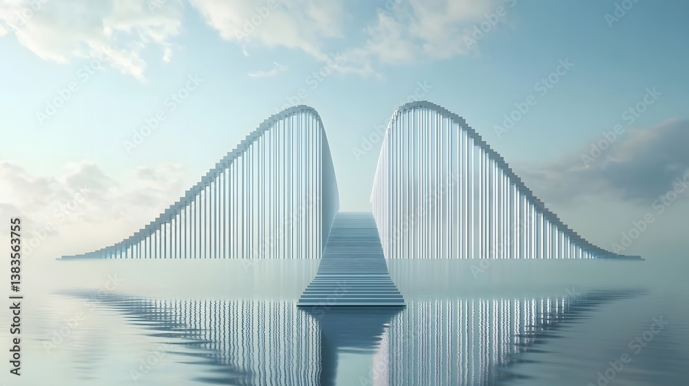 Fototapeta premium White stairway to heaven over water