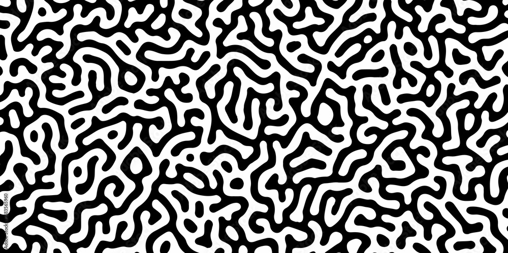 Fototapeta premium Vector modern Seamless Organic Pattern Abstract Background. Illustration for packaging, covers, designer bags, clothes, Wallpaper. biological texture, zigzag, Monochrome, seamless, waving, turing, art
