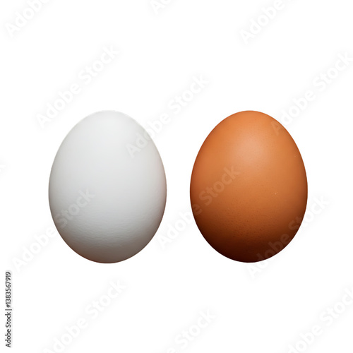 White and brown egg isolated on white background 
