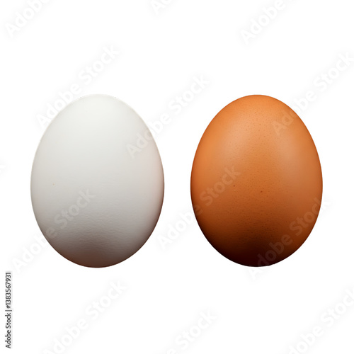 White and brown egg isolated on white background 