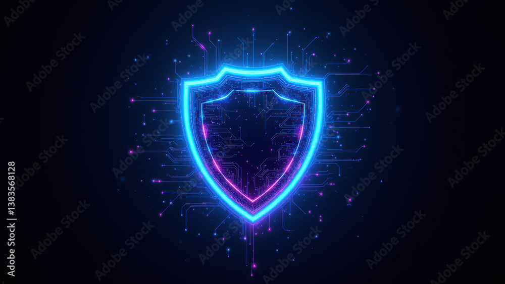 Fototapeta premium Digital shield with a glow effect symbolizing internet security.