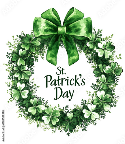 st patrick`s day wreath isolated on transparent background