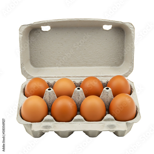 Eggs in carton isolated on white background 