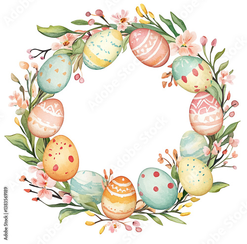 easter wreath isolated on transparent background