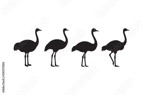 Ostrich Silhouette Vector Large Flightless Bird Clipart