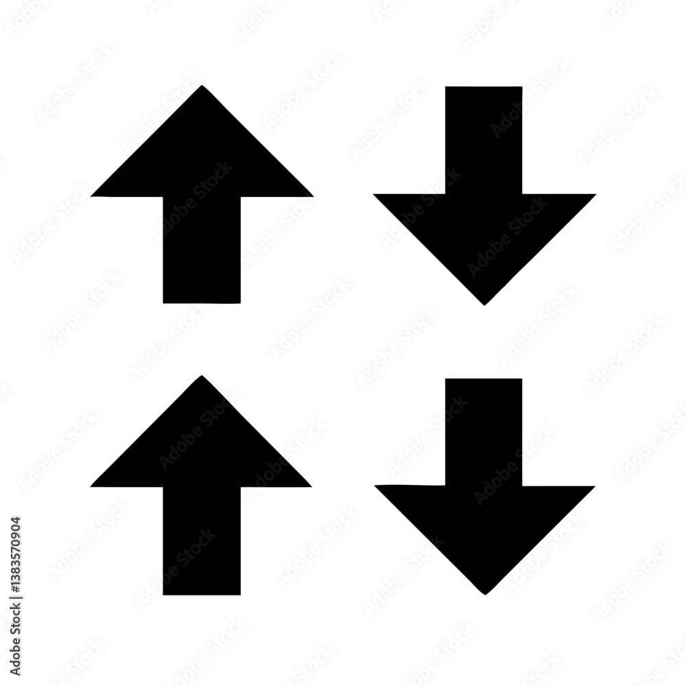 Four black double-headed arrows on a white background. Four black double-headed arrows on a white background.
