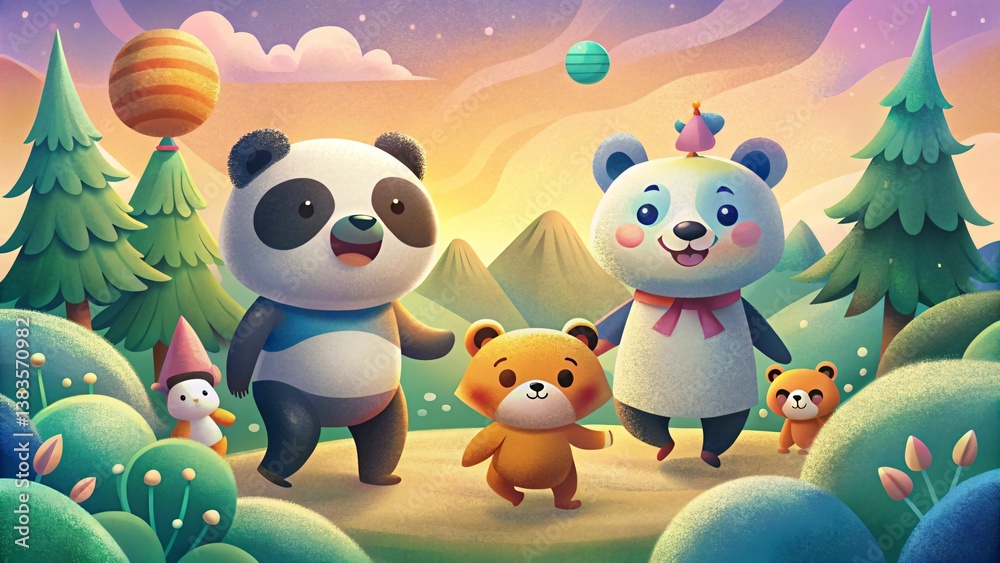 Naklejka premium Playful Animal Friends in Nature